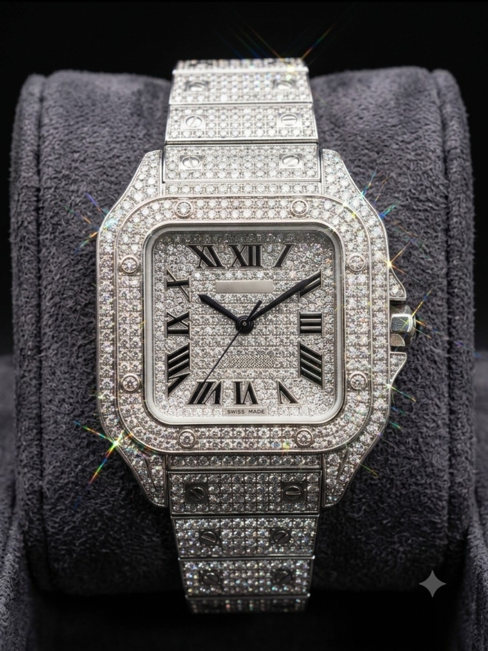 Luxury Pavé Crystal  Watch - Silver Plated Expensive Style Watch